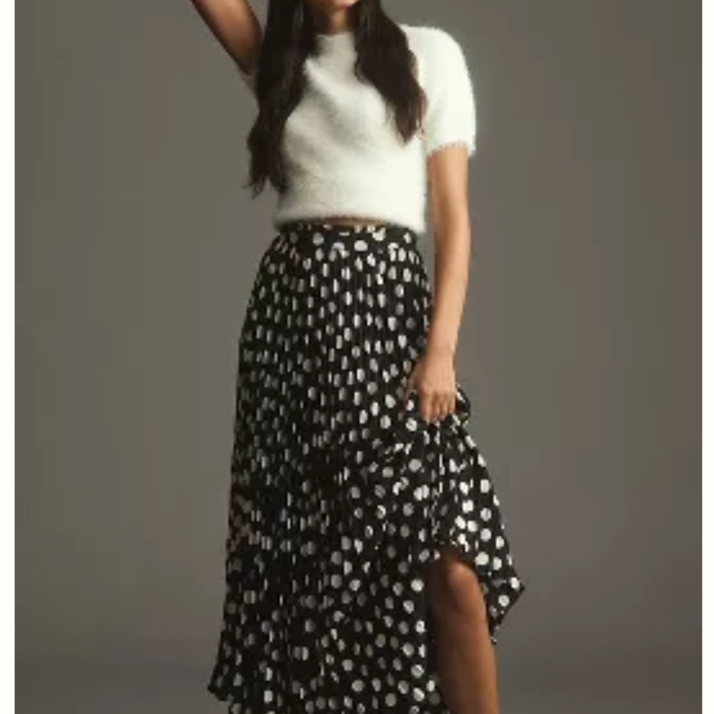 Maeve Black and White Pleated Skirt